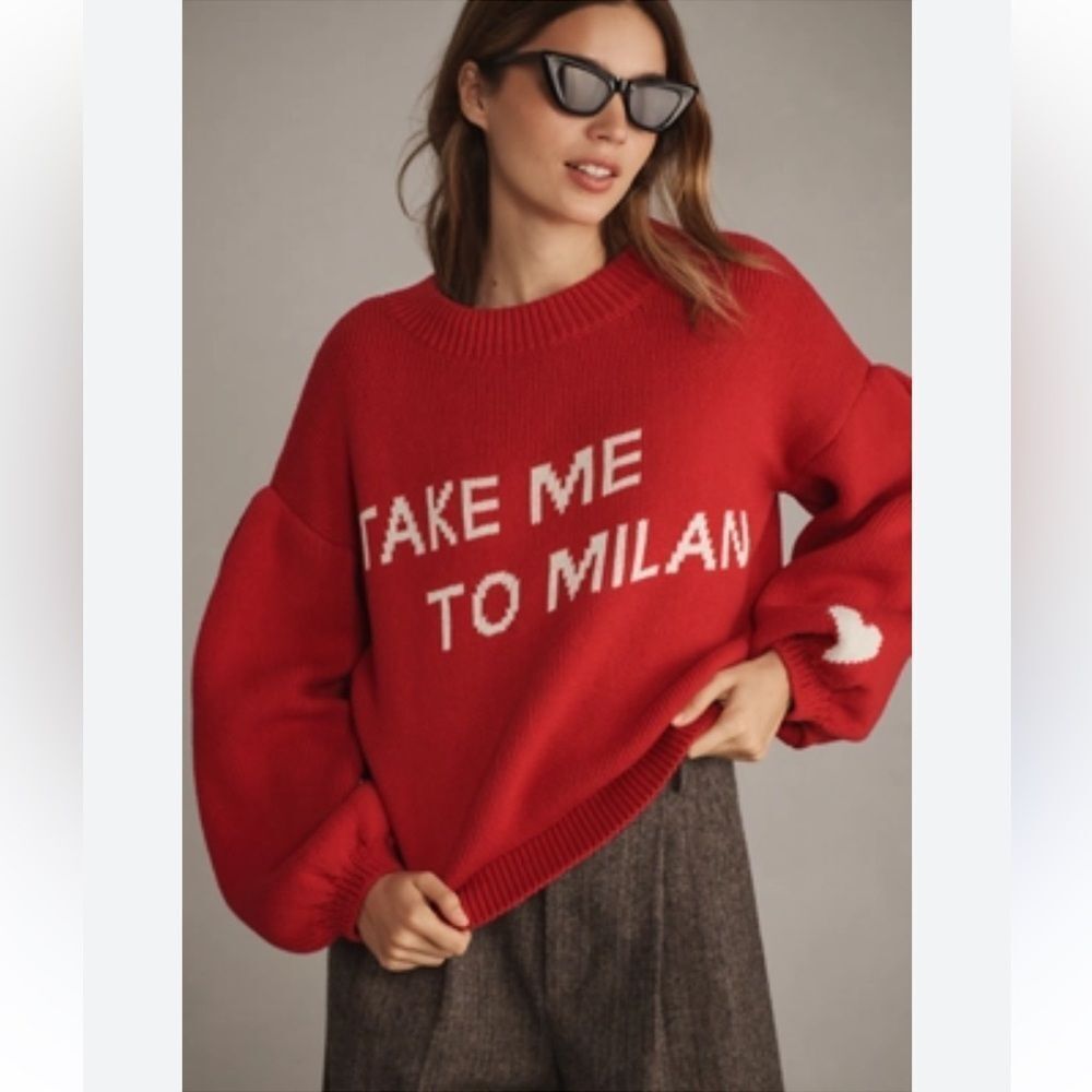 Anthropologie Maeve Graphic City Sweater
